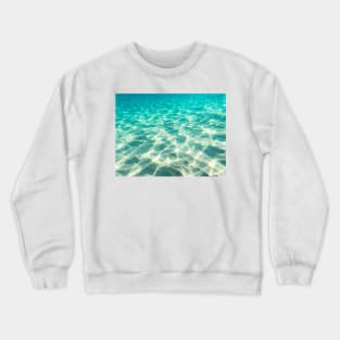 Clear Turquoise Sea Water With Visible Bottom Texture Background Crewneck Sweatshirt